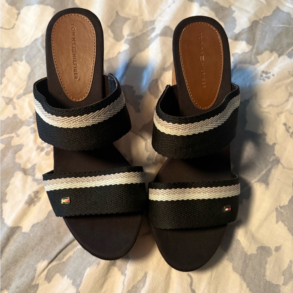 Tommy Hilfiger Black and White Women's Sandals
